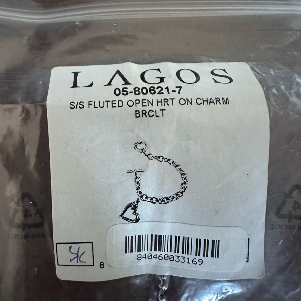 NWP Lagos Sterling Silver Fluted Open Heart On Charm Bracelet MSRP$450 Pristine - Picture 11 of 11